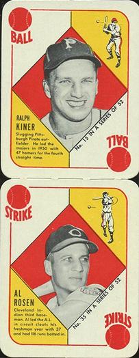 1951 Topps Red Backs - Topps Red Backs Panels #15-35 Ralph Kiner / Al Rosen Front