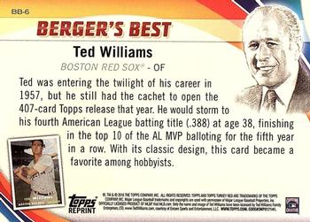 2016 Topps - Berger's Best (Series 1) #BB-6 Ted Williams Back