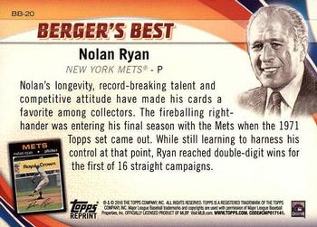 2016 Topps - Berger's Best (Series 1) #BB-20 Nolan Ryan Back
