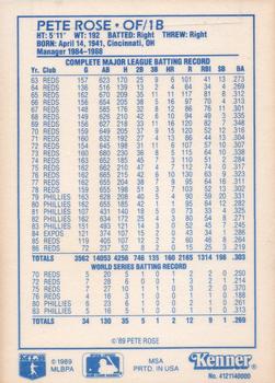 1989 Kenner Starting Lineup Cards Baseball Greats #4121140000 Pete Rose Back