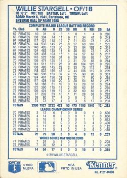 1989 Kenner Starting Lineup Cards Baseball Greats #4121144000 Willie Stargell Back