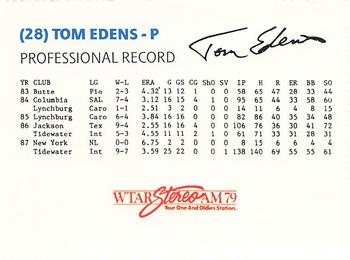1988 CandL Colorcraft Tidewater Tides #NNO Tom Edens Back