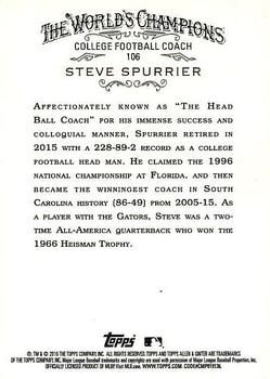 2016 Topps Allen & Ginter #106 Steve Spurrier Back