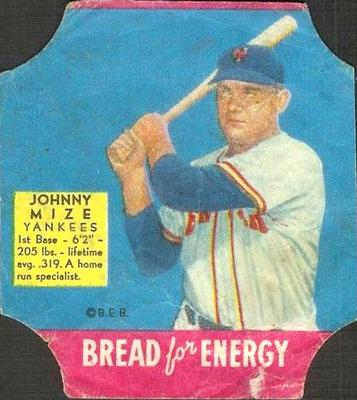 1951 Fischer's Bread for Energy #NNO Johnny Mize Front