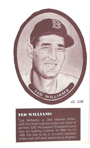 1975 Sport Hobbyist #SH108 Ted Williams Front