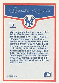 1989 CMC Mickey Mantle Baseball Card Kit #3 Mickey Mantle Back