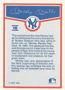 1989 CMC Mickey Mantle Baseball Card Kit #16 Mickey Mantle Back