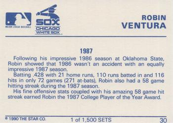1990 Star Gold #30 Robin Ventura Back