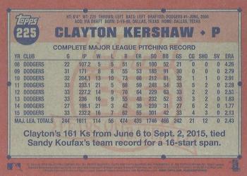 2016 Topps Archives #225 Clayton Kershaw Back