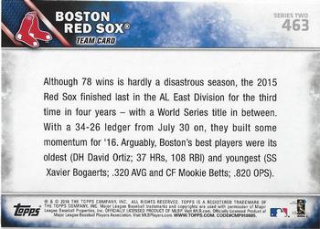 2016 Topps - Rainbow Foil #463 Boston Red Sox Back