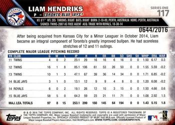2016 Topps - Gold #117 Liam Hendriks Back