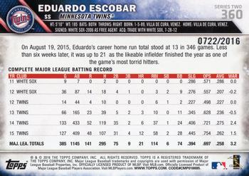 2016 Topps - Gold #360 Eduardo Escobar Back