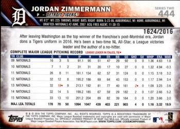 2016 Topps - Gold #444 Jordan Zimmermann Back