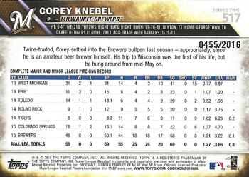 2016 Topps - Gold #517 Corey Knebel Back