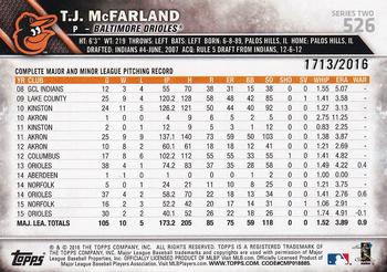 2016 Topps - Gold #526 T.J. McFarland Back