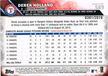 2016 Topps - Gold #589 Derek Holland Back