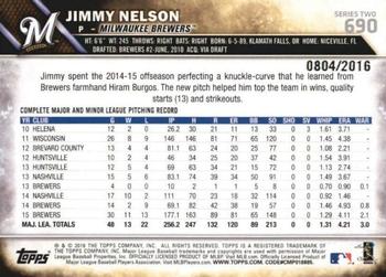 2016 Topps - Gold #690 Jimmy Nelson Back