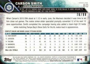 2016 Topps - Vintage Stock #80 Carson Smith Back