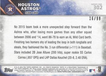 2016 Topps - Vintage Stock #302 Houston Astros Back