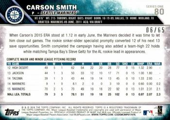 2016 Topps - Black #80 Carson Smith Back