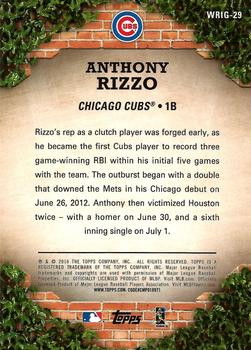 2016 Topps - 100 Years at Wrigley Field #WRIG-29 Anthony Rizzo Back