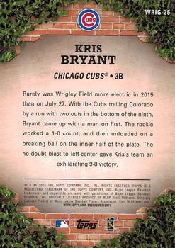 2016 Topps - 100 Years at Wrigley Field #WRIG-35 Kris Bryant Back