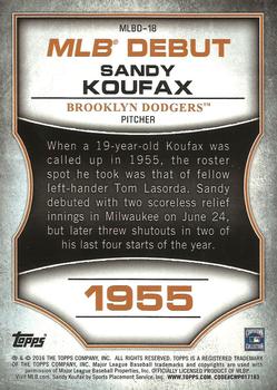 2016 Topps - MLB Debut Bronze (Series 1) #MLBD-18 Sandy Koufax Back