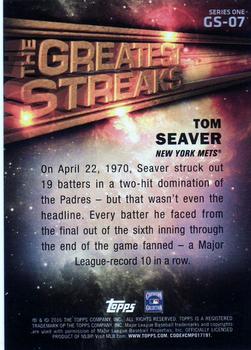 2016 Topps - The Greatest Streaks #GS-07 Tom Seaver Back