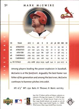 2000 SP Authentic - Limited #51 Mark McGwire  Back