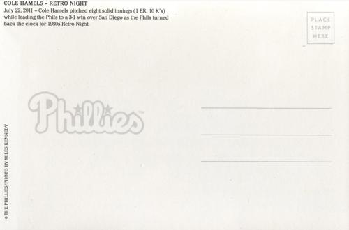 2011 Total Philadelphia Phillies Postcards #NNO Cole Hamels Back