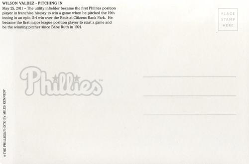 2011 Total Philadelphia Phillies Postcards #NNO Wilson Valdez Back
