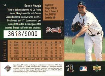 1998 SPx Finite #58 Denny Neagle Back
