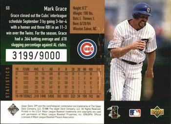 1998 SPx Finite #68 Mark Grace Back