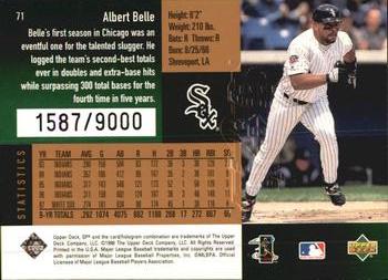 1998 SPx Finite #71 Albert Belle Back