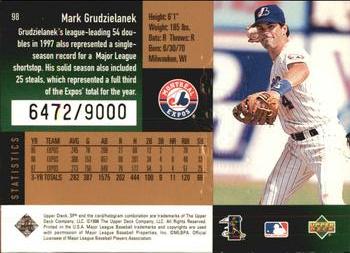 1998 SPx Finite #98 Mark Grudzielanek Back