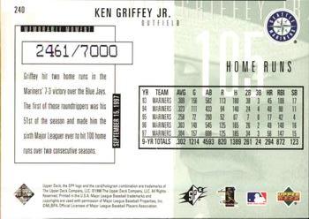 1998 SPx Finite #240 Ken Griffey Jr. Back