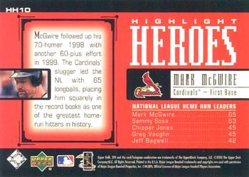 2000 SPx - Highlight Heroes #HH10 Mark McGwire  Back