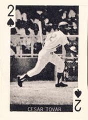 1969 Globe Imports Playing Cards Gas Station Issue #2♠b Cesar Tovar Front