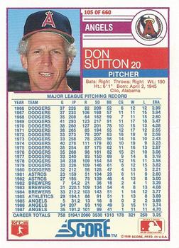 1988 Score #105 Don Sutton Back