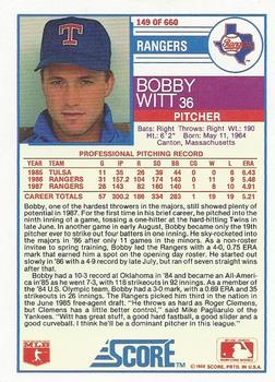 1988 Score #149 Bobby Witt Back