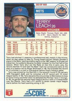 1988 Score #203 Terry Leach Back