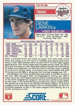 1988 Score #276 Gene Larkin Back