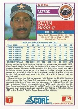 1988 Score #33 Kevin Bass Back