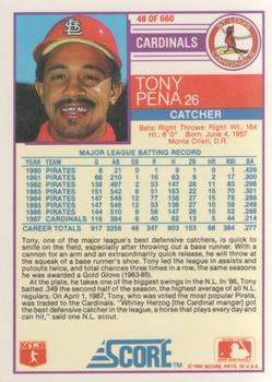 1988 Score #48 Tony Pena Back