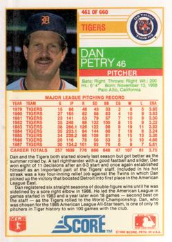 1988 Score #461 Dan Petry Back