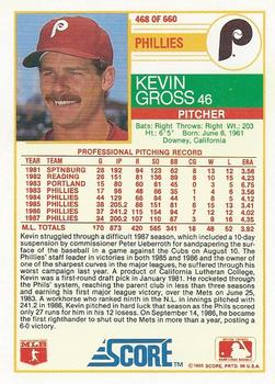 1988 Score #468 Kevin Gross Back