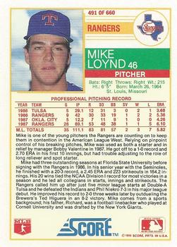 1988 Score #491 Mike Loynd Back