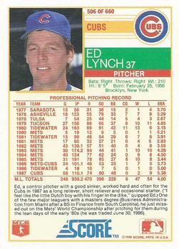 1988 Score #506 Ed Lynch Back