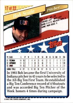 1993 Topps Bazooka Team USA #17 Bob Scafa Back