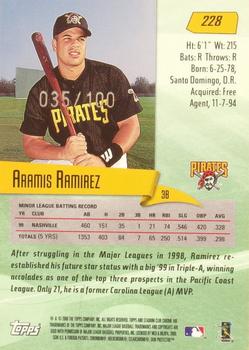 2000 Stadium Club Chrome - First Day Issue #228 Aramis Ramirez  Back